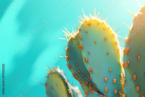Wallpaper Mural Cactus Shadows and Blue Background Captured in Close-Up Torontodigital.ca