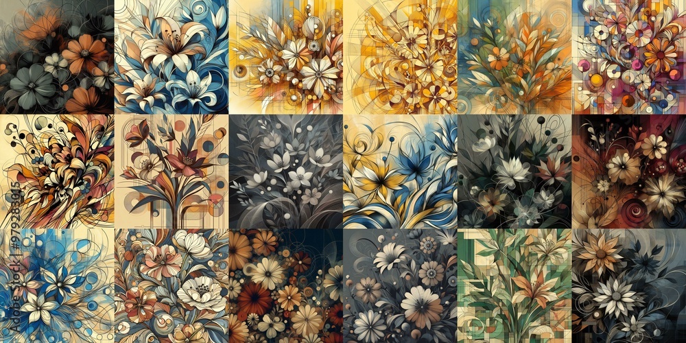 Minimalism art style flowers background. AI generated illustration Minimalism art style flowers background. AI generated illustration