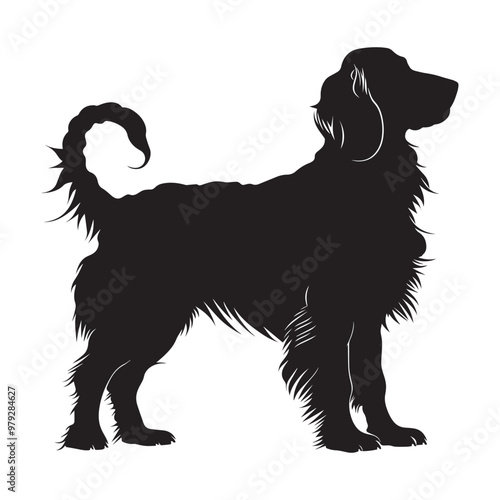 Irish Setter dog silhouette Design, Dog Clipart vector illustration in black and white
