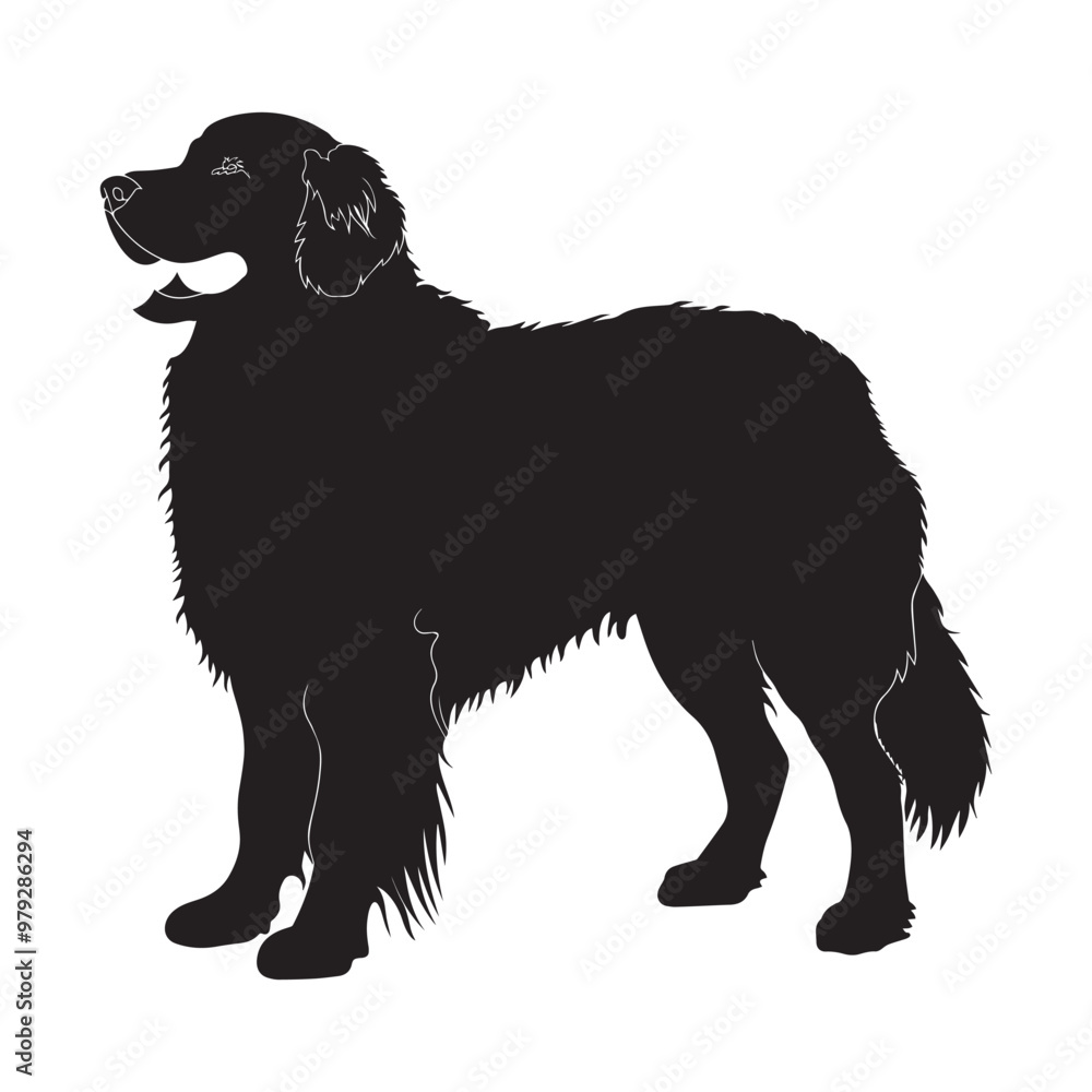 Leonberger dog silhouette Design, Dog Clipart vector illustration in black and white Leonberger dog silhouette Design, Dog Clipart vector illustration in black and white