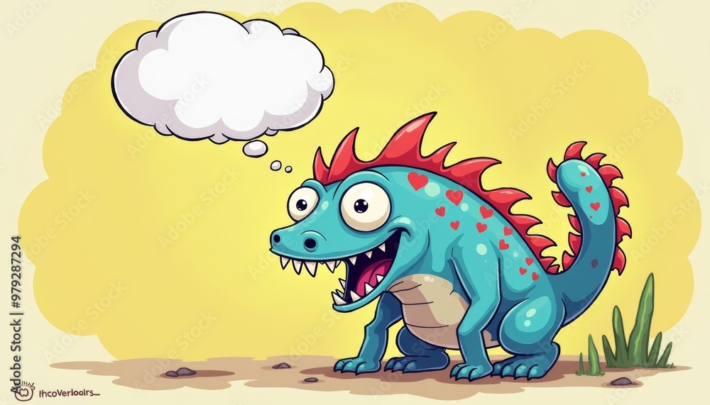 Obraz premium Joyful Dinosaur Daydreaming