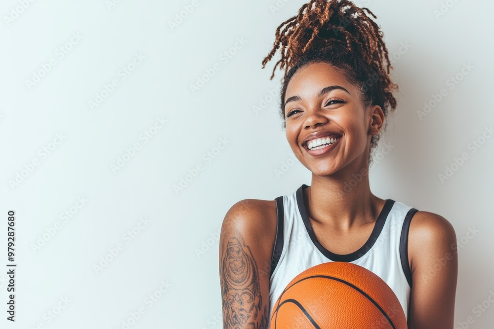 a young Black basketball player smiles while holding a ball, an inspiring image for youth-focused campaigns promoting active lifestyles and empowerment. a young Black basketball player smiles while holding a ball, an inspiring image for youth-focused campaigns promoting active lifestyles and empowerment.
