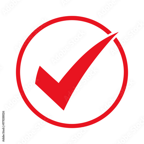 red tick in a circle vector isolated without background