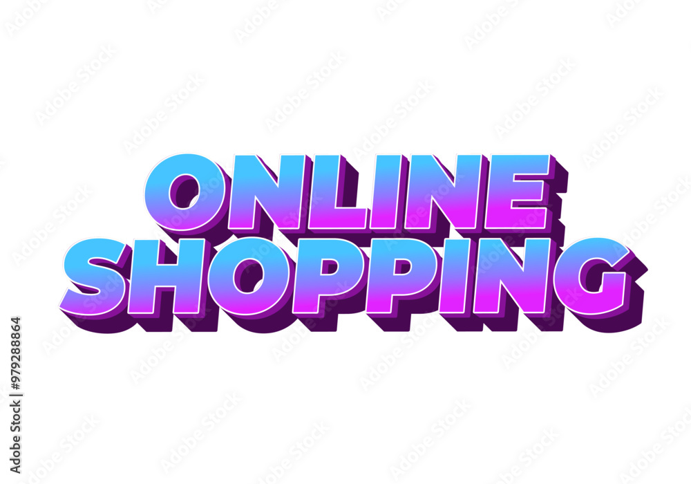 Online shopping. Text effect in 3D style with modern colors Online shopping. Text effect in 3D style with modern colors