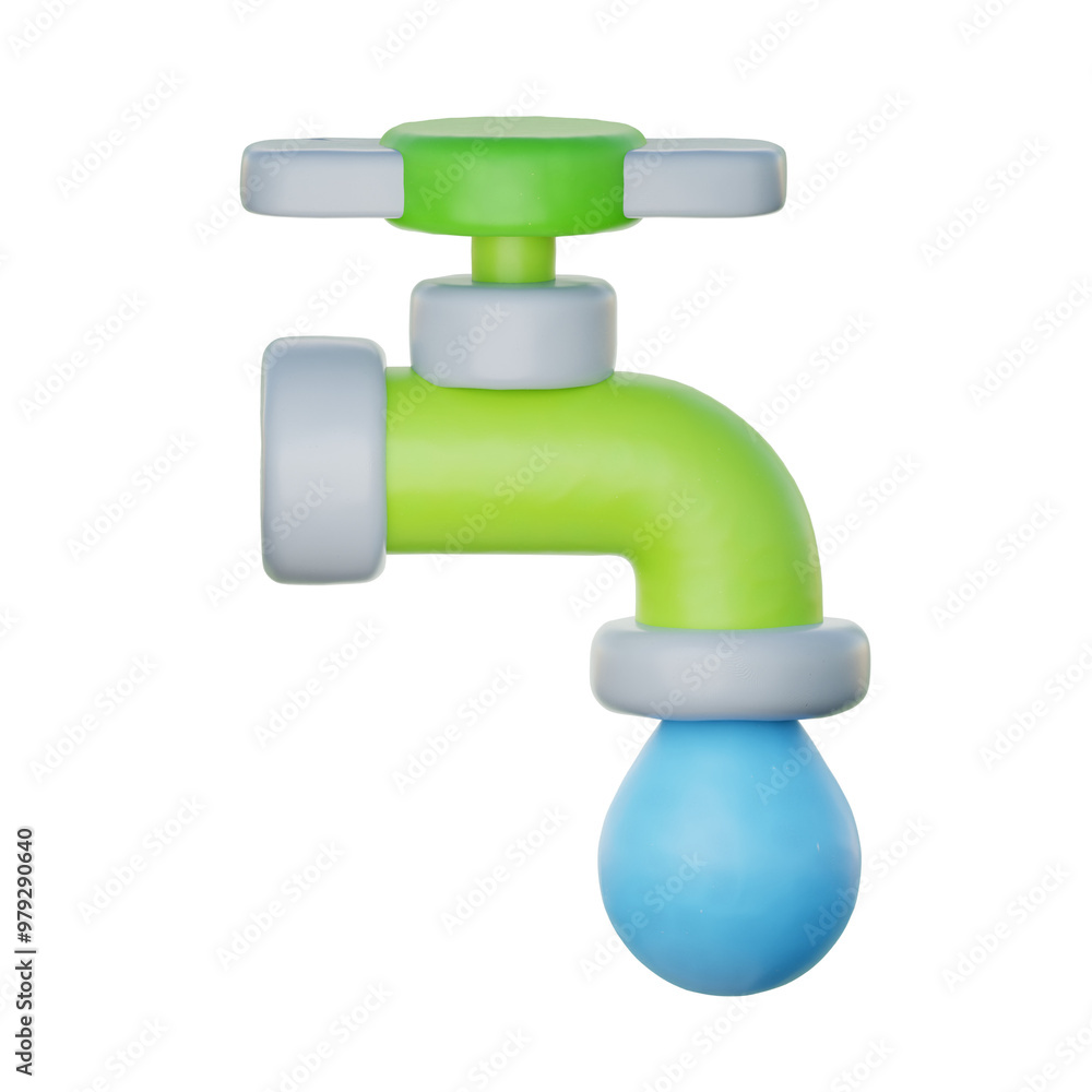 3D Water Tap, , Environmental Alternative Energy, Clean Energy, cartoon style, 3d rendering. 3D Water Tap, , Environmental Alternative Energy, Clean Energy, cartoon style, 3d rendering.
