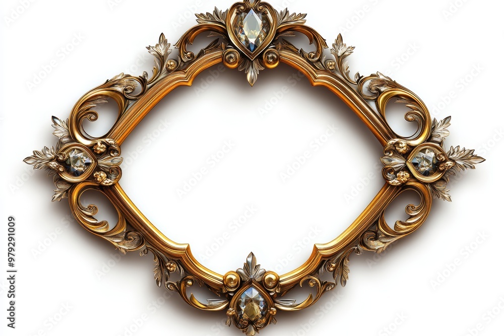 Ornate Gold Frame with Gemstone Accents Ornate Gold Frame with Gemstone Accents