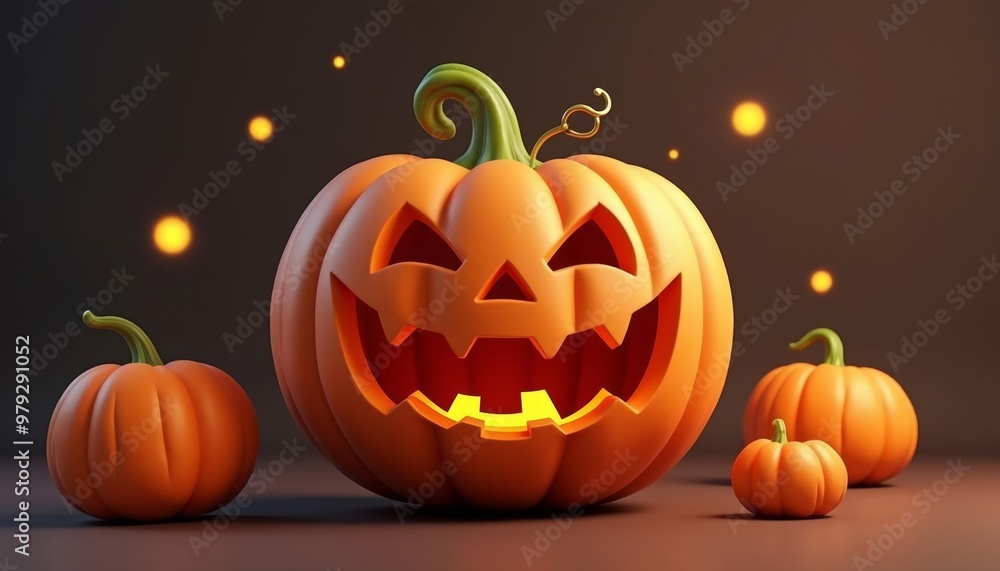 Obraz premium Happy Halloween Pumpkin Jack is ready to greet trickortreaters