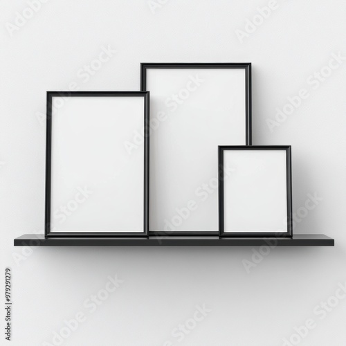 Black Frames Shelf Mockup.