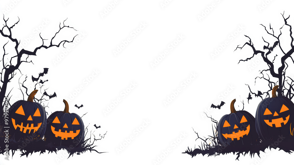 White Background Halloween Pumpkins Design White Background Halloween Pumpkins Design