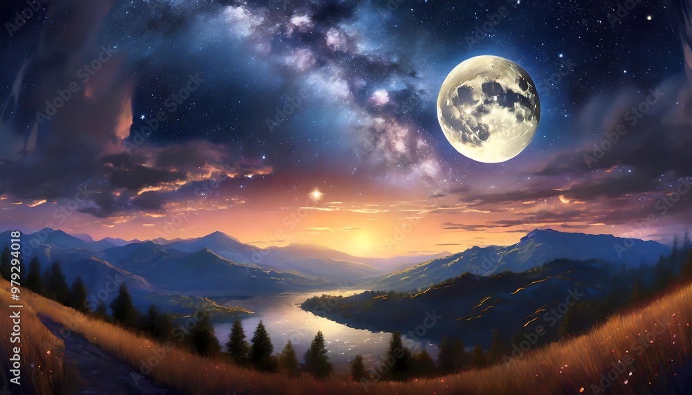 Enchanting 360-Degree HDRI Panorama of a Dark Dusk Sky with a Beautiful Moon and Milky Way, Ideal for Game Development and Graphic Design Backgrounds Enchanting 360-Degree HDRI Panorama of a Dark Dusk Sky with a Beautiful Moon and Milky Way, Ideal for Game Development and Graphic Design Backgrounds