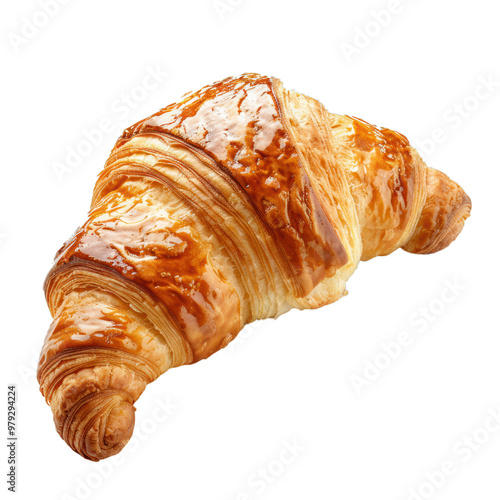 Golden brown croissant with a crispy crust is making your mouth water photo