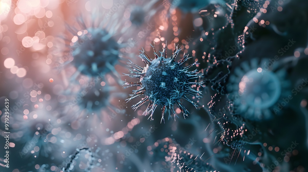 Fototapeta premium Virus and Vaccine Interaction - 3D Medical Illustration