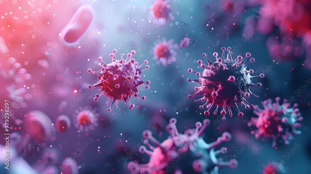 Virus and Vaccine Interaction - 3D Medical Illustration Virus and Vaccine Interaction - 3D Medical Illustration