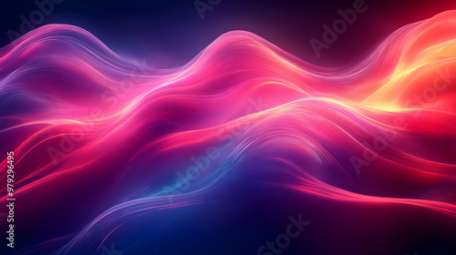 Abstract Background with Wavy Lines in Pink, Red, and Blue