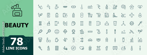 Beauty icon. Cosmetics collection. Minimal thin line icons. Skin care editable stroke. Beauty and Cosmetics icons for web and mobile app.