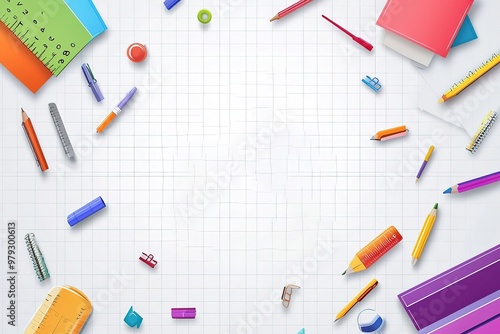 School supplies on Blackboard,Back to School background. 