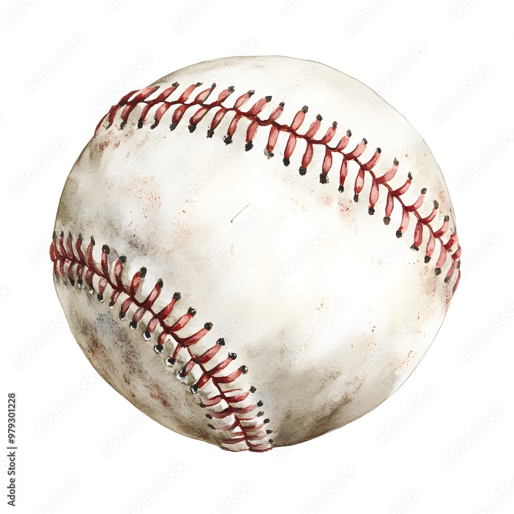 Watercolor Baseball Illustration Isolated on White Watercolor Baseball Illustration Isolated on White