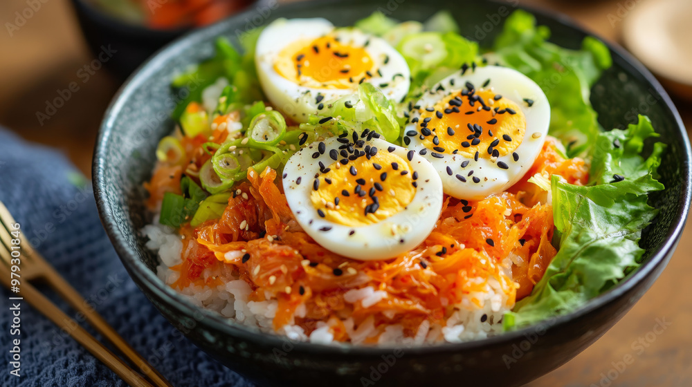This salad is a healthy and delicious way to enjoy rice, kimchi, and a boiled egg. It's easy to make and perfect for a light lunch or brunch. This salad is a healthy and delicious way to enjoy rice, kimchi, and a boiled egg. It's easy to make and perfect for a light lunch or brunch.
