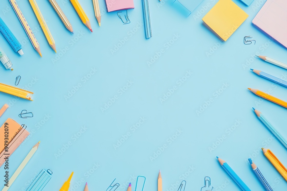 School supplies on Blackboard,Back to School background.
School supplies on Blackboard,Back to School background.