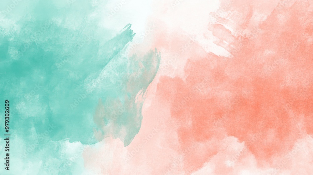 Fototapeta premium A painting of a green and orange background with a blue and white brush stroke
