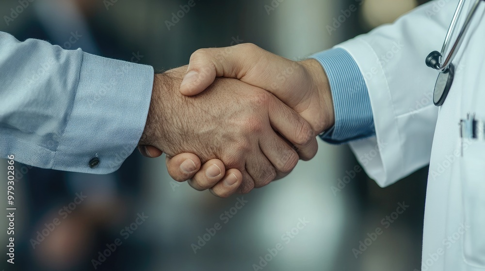 A doctors hand shaking hands with a patient, symbolizing trust and partnership in medical care and health consultation A doctors hand shaking hands with a patient, symbolizing trust and partnership in medical care and health consultation