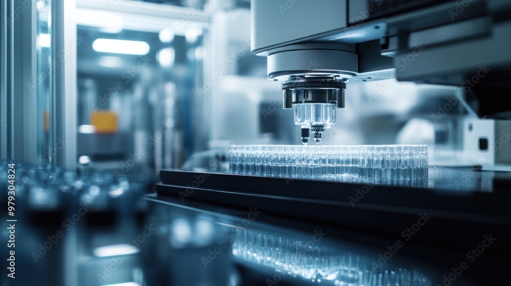 An advanced CNC machine programmed to produce small An advanced CNC machine programmed to produce small