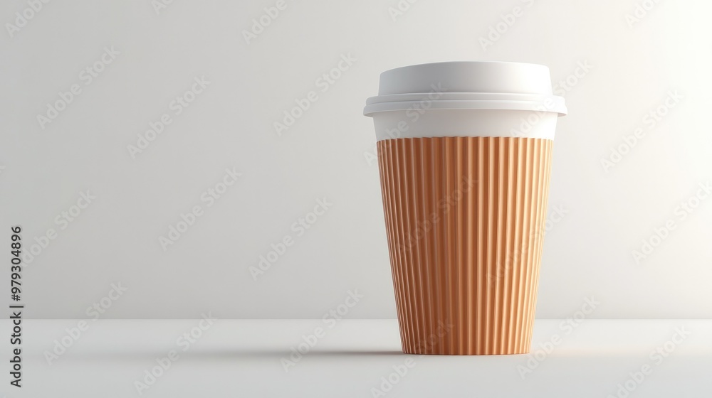 A stylish takeaway coffee cup with a sleek lid, displayed on a plain white background, perfect for branding or promotion A stylish takeaway coffee cup with a sleek lid, displayed on a plain white background, perfect for branding or promotion