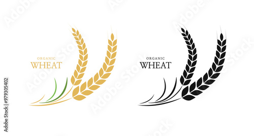 Wheat ears or rice icon. paddy wheat. laurel wreath icon. Vector illustration