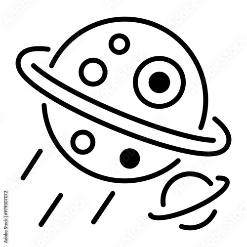 An outline icon of space orbit 
