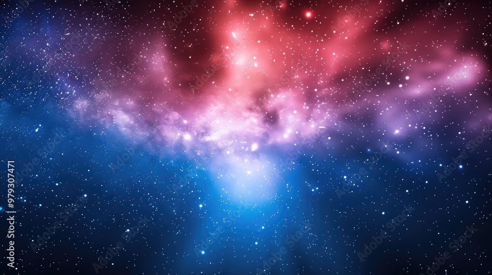 Fototapeta premium The background is a gradient from blue to purple with white accents for details, Starry sky background. Generative AI.