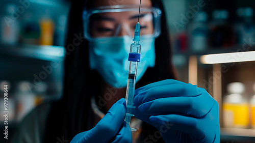 Nurse holding a vaccine to be administered to a patient.