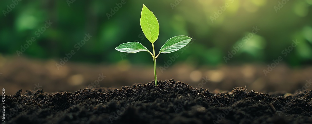 A fresh green seedling emerging from rich soil, symbolizing growth, renewal, and the beauty of nature. A fresh green seedling emerging from rich soil, symbolizing growth, renewal, and the beauty of nature.