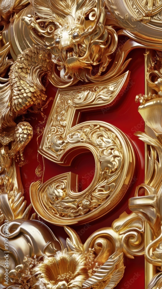 Fototapeta premium Golden Number Five.