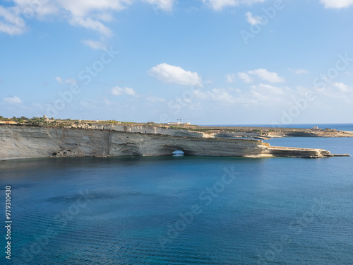 Malta cliffs with azure water. 4K photo