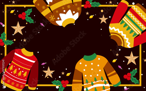 Ugly Sweater Christmas and Ornament Background