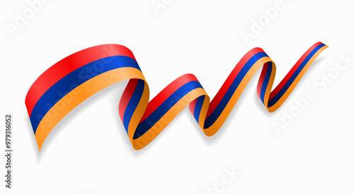 Armenian flag wavy abstract background. Vector illustration.