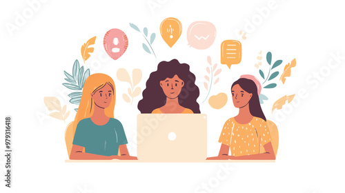 Live support concept and customer care icon set for contacting business services. Flat vector illustration
