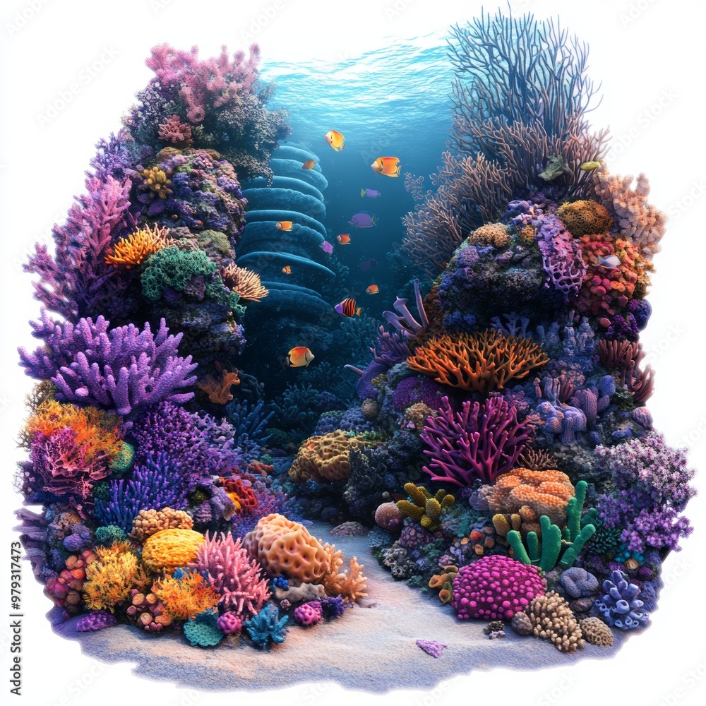 Obraz premium Vibrant Coral Reef with Colorful Fish and Tropical Sea Life