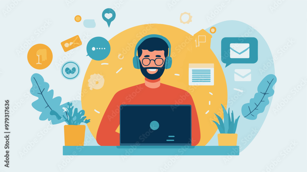 Live support concept and customer care icon set for contacting business services. Flat vector illustration
Live support concept and customer care icon set for contacting business services. Flat vector illustration