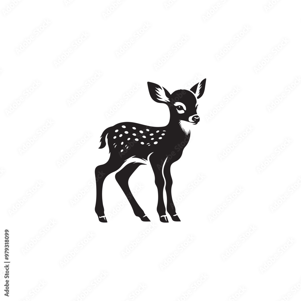 Fototapeta premium Isolated Cute Reindeer Vector - Black Outline Illustration.