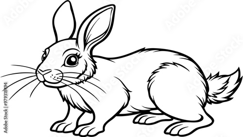 bunny line art vector illustration