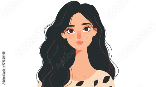 Pretty and Innocent Woman Flat Vector Isolated on White Background