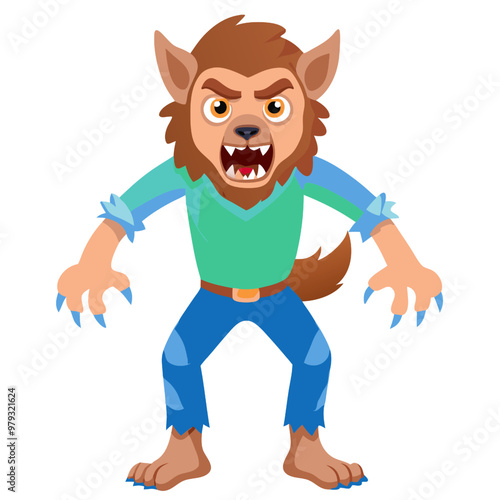 The Teen Wolf's Howl: A cartoon werewolf, ferocious yet approachable, lets out a primal scream, perfect for projects needing a touch of monstrous fun. 