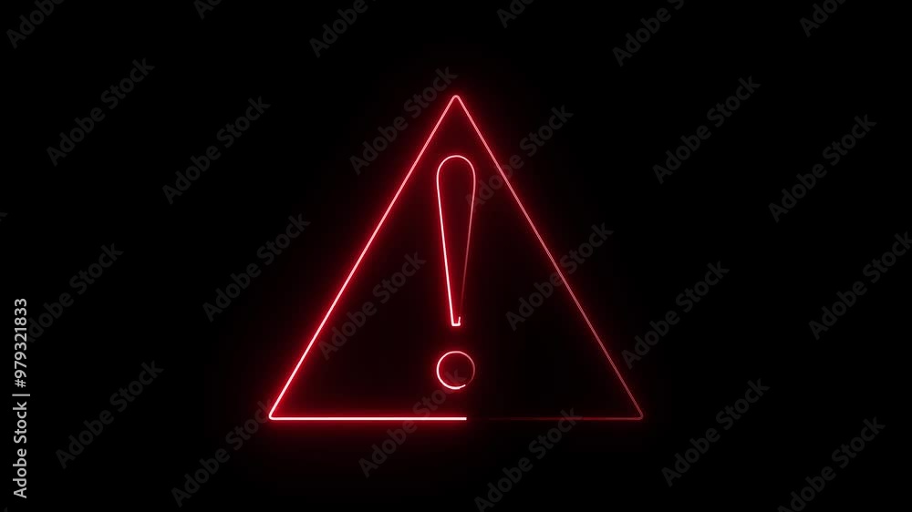 glowing neon red color warning attention animation icon alert danger stop alarm road sign animated sign symbol on black background glowing neon red color warning attention animation icon alert danger stop alarm road sign animated sign symbol on black background