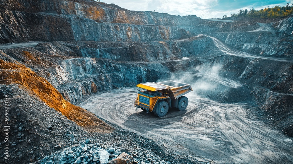 A photo-realistic image of a mine with high technology in light blue tone, and showing a sense of ecology and cleaness A photo-realistic image of a mine with high technology in light blue tone, and showing a sense of ecology and cleaness