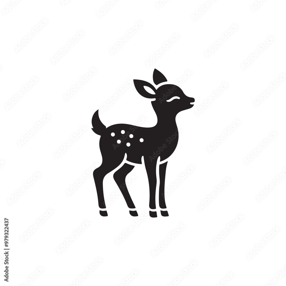 Charming Reindeer Vector Art - Black and White Outline. Charming Reindeer Vector Art - Black and White Outline.