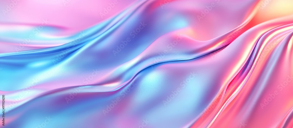 Abstract Iridescent Holographic Foil Background In Neon Blue And Pink Texture Gradient Design Creative Colorful Surface With Waves 3D Illustration Abstract Iridescent Holographic Foil Background In Neon Blue And Pink Texture Gradient Design Creative Colorful Surface With Waves 3D Illustration