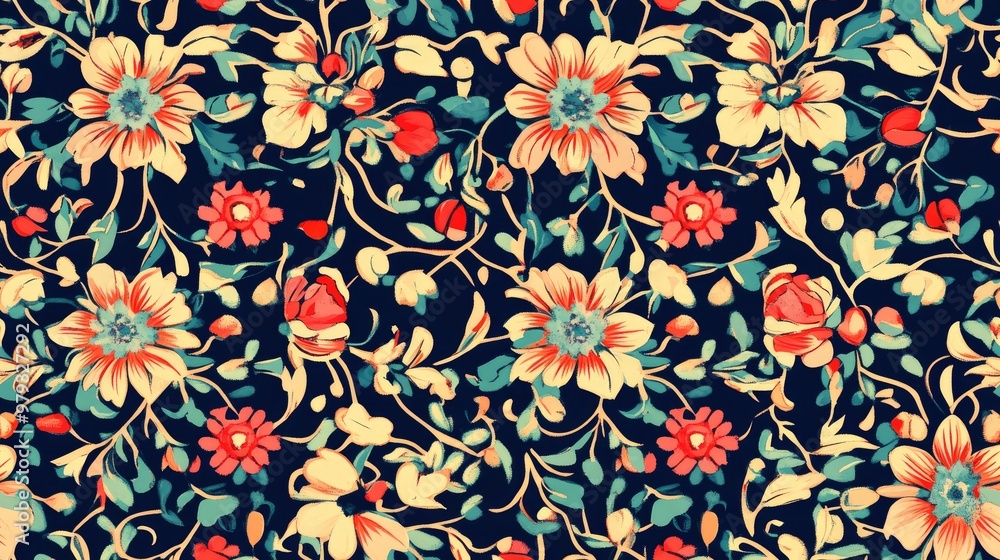 Seamless design suitable for decoration including prints for wallpaper tiles and textiles Seamless design suitable for decoration including prints for wallpaper tiles and textiles