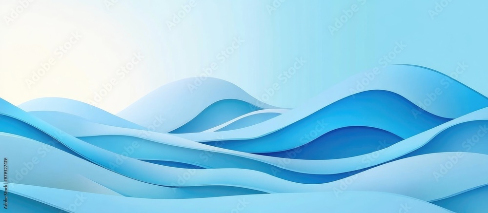 Abstract Blue Wavy Background With Wallpaper Design For Wide Banner Abstract Blue Wavy Background With Wallpaper Design For Wide Banner