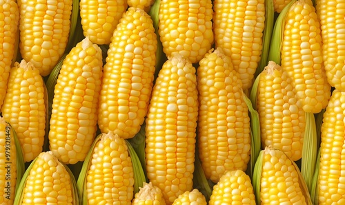 fresh corn vegetables with seamless repeatability and tileability , Generative AI 